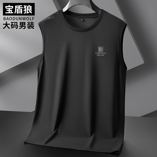 男士 坎肩汗衫 运动无袖 薄款 T恤夏季 胖子健身训练冰丝背心加肥大码