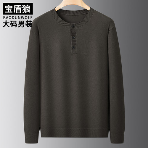 春秋新款门筒领长袖毛衣男大码