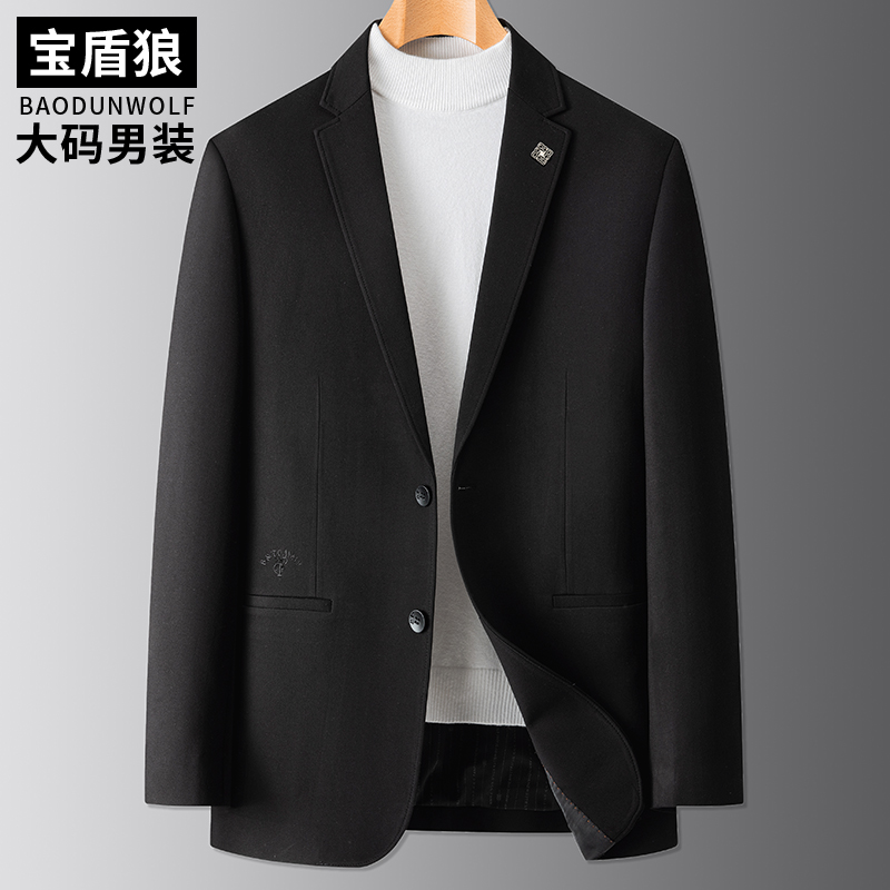 商务西服男士秋冬季加大码休闲单西胖子加肥宽松西装时尚便服外套