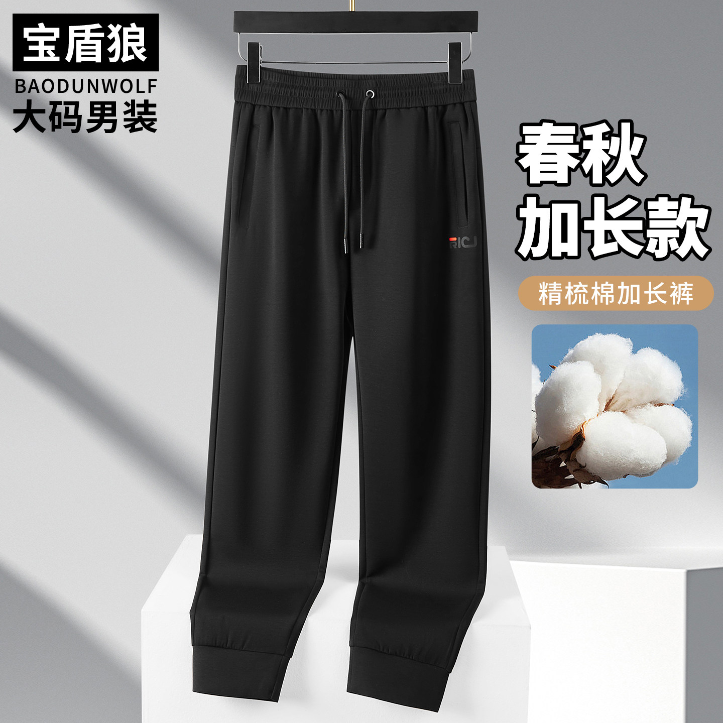 高个子加长款卫裤男大码松紧腰系带运动裤胖子时尚休闲秋季束脚裤
