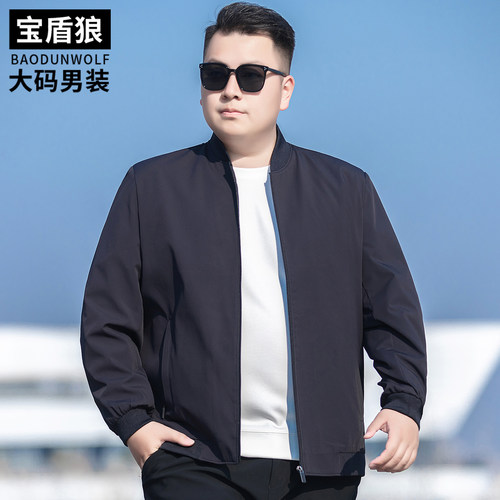 棒球服男装加肥加大宽松休闲外套