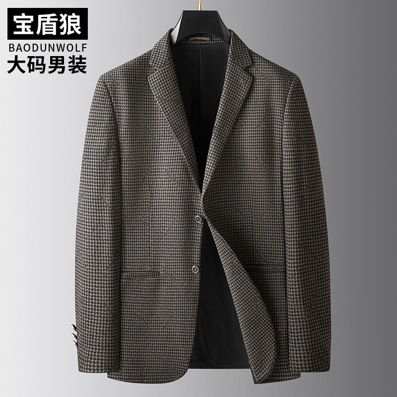 加肥大码宽松西服外套男款商务正装秋季新款肥佬休闲单件西装上衣