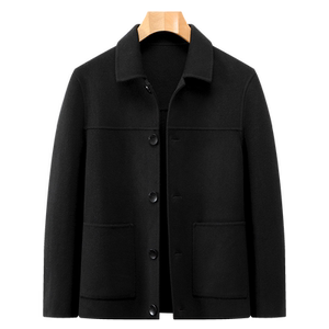 宝盾狼秋冬加大码男士双面呢子衣特大号肥佬宽松翻领短款呢子外套