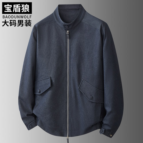 春秋款时尚立领夹克男加肥加大码