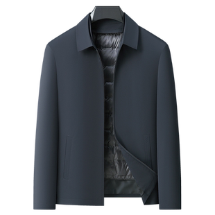 羽绒内胆翻领夹克男加大码秋冬款保暖外套肥佬宽松经典行政羽绒服