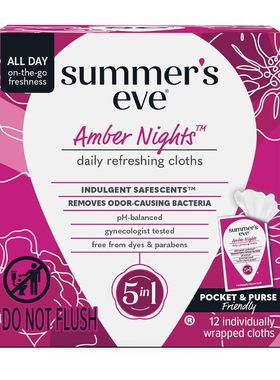 Summer'sEve-美国女性硼酸私密处祛味杀菌平衡酸碱度清洁湿巾12片