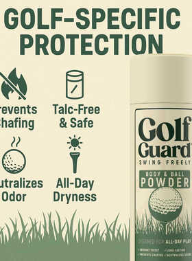 Golf Guard男士防摩擦爽身粉高尔夫运动员吸汗高尔夫氧化锌高岭土
