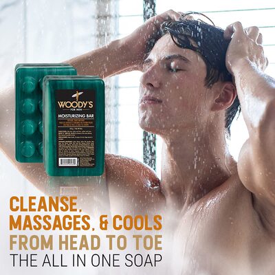 Woody's-男士3合1保湿皂头发剃须身体多功能沐浴洗发香皂丰富泡沫