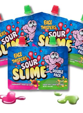 Face Twister美国青苹果和草莓极酸酸汁果胶酸糖果酸粘液重复密封