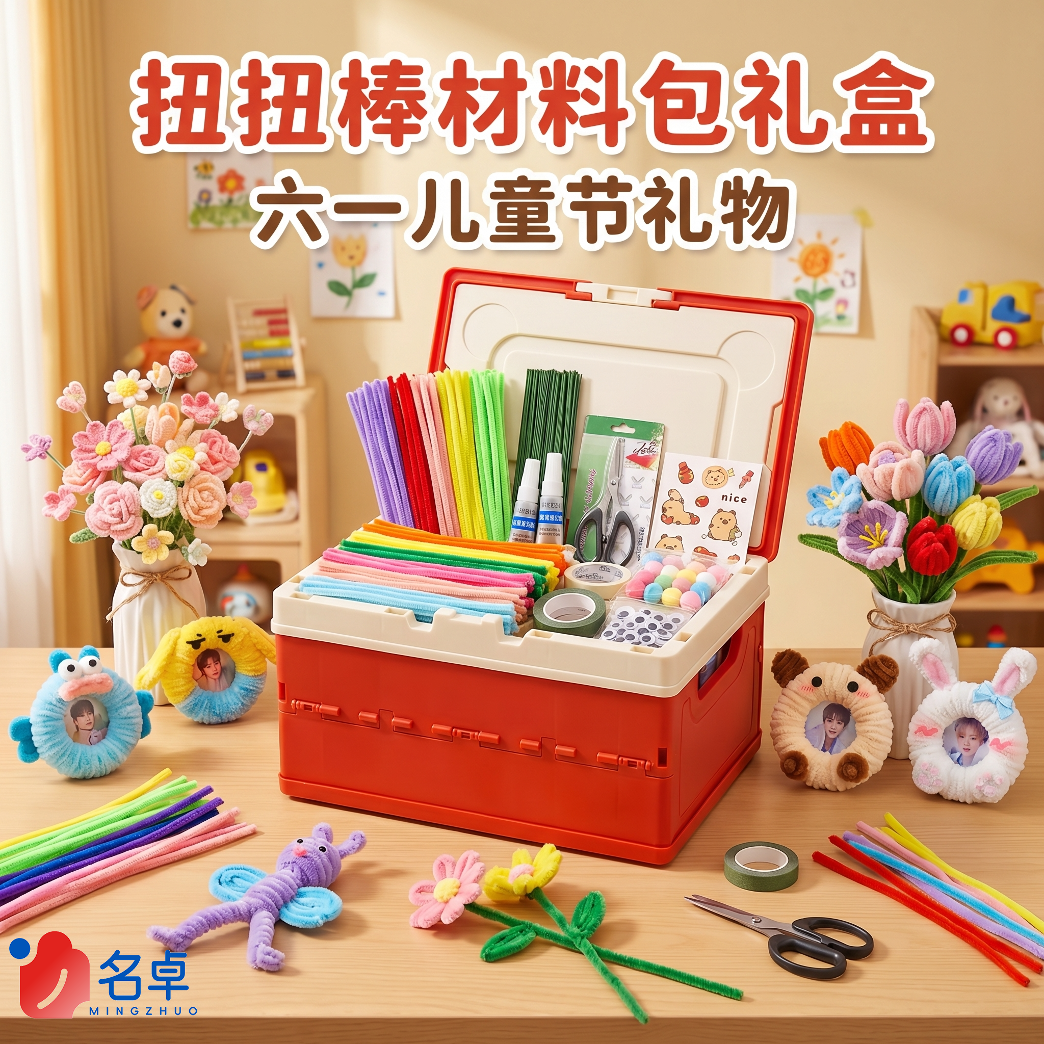 六一儿童节礼物扭扭棒手工diy材料包礼盒儿童小学生毛根彩色花束
