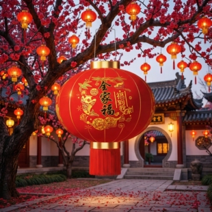 红灯笼新款2026年挂饰中国风大门口一对马年阳台玄关过年专用led