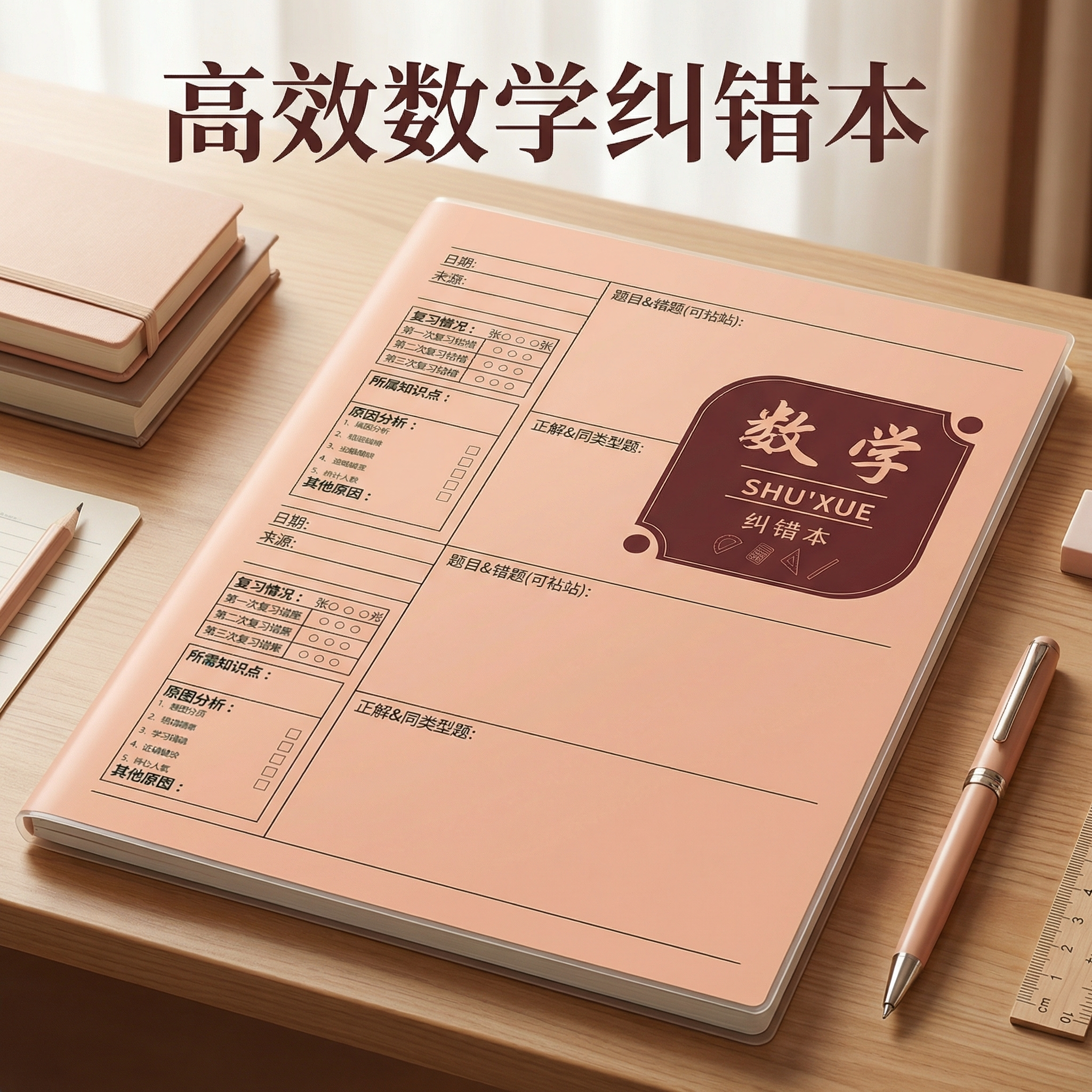 B5数学错题本初中生专用实用型加厚高中生纠错本改错本子错题整理本