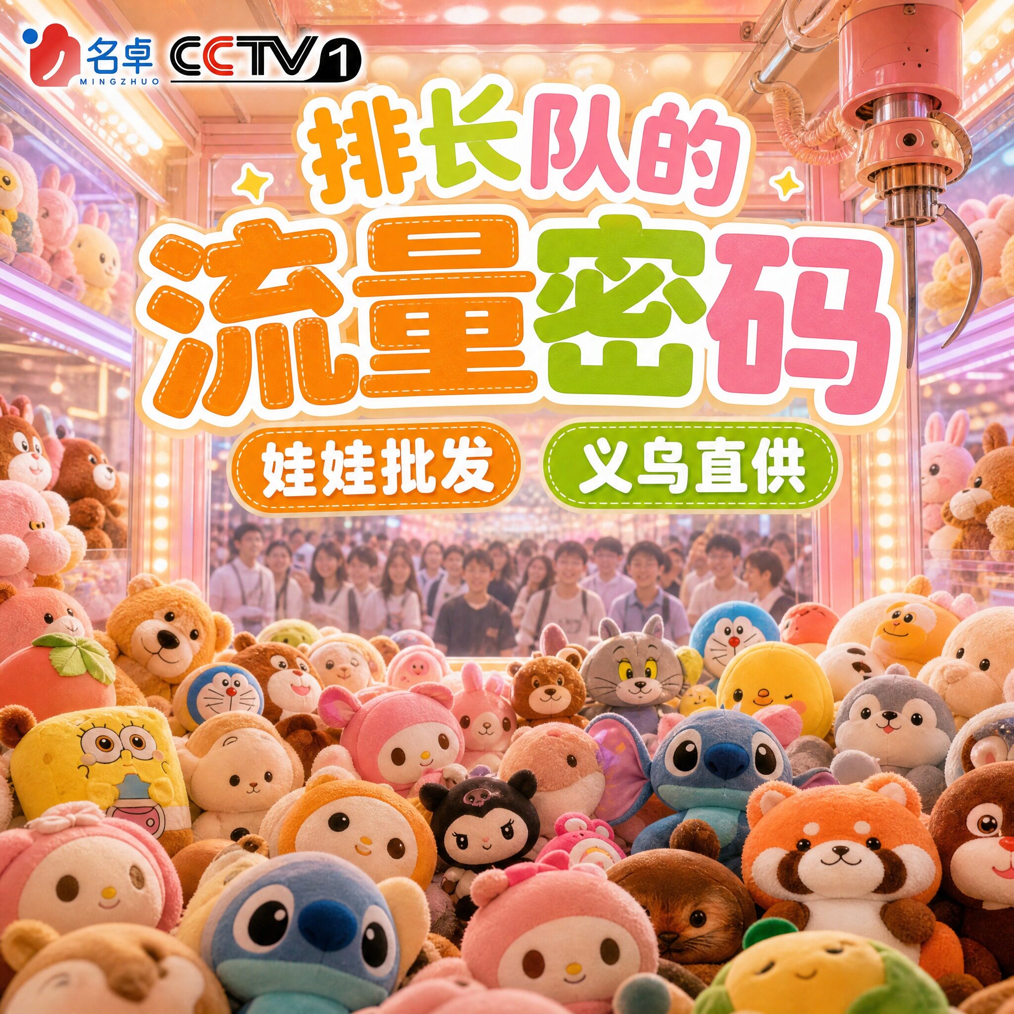 抓娃娃机里的毛绒玩具义乌公仔批发抓玩偶婚礼抛洒现场互动小礼物