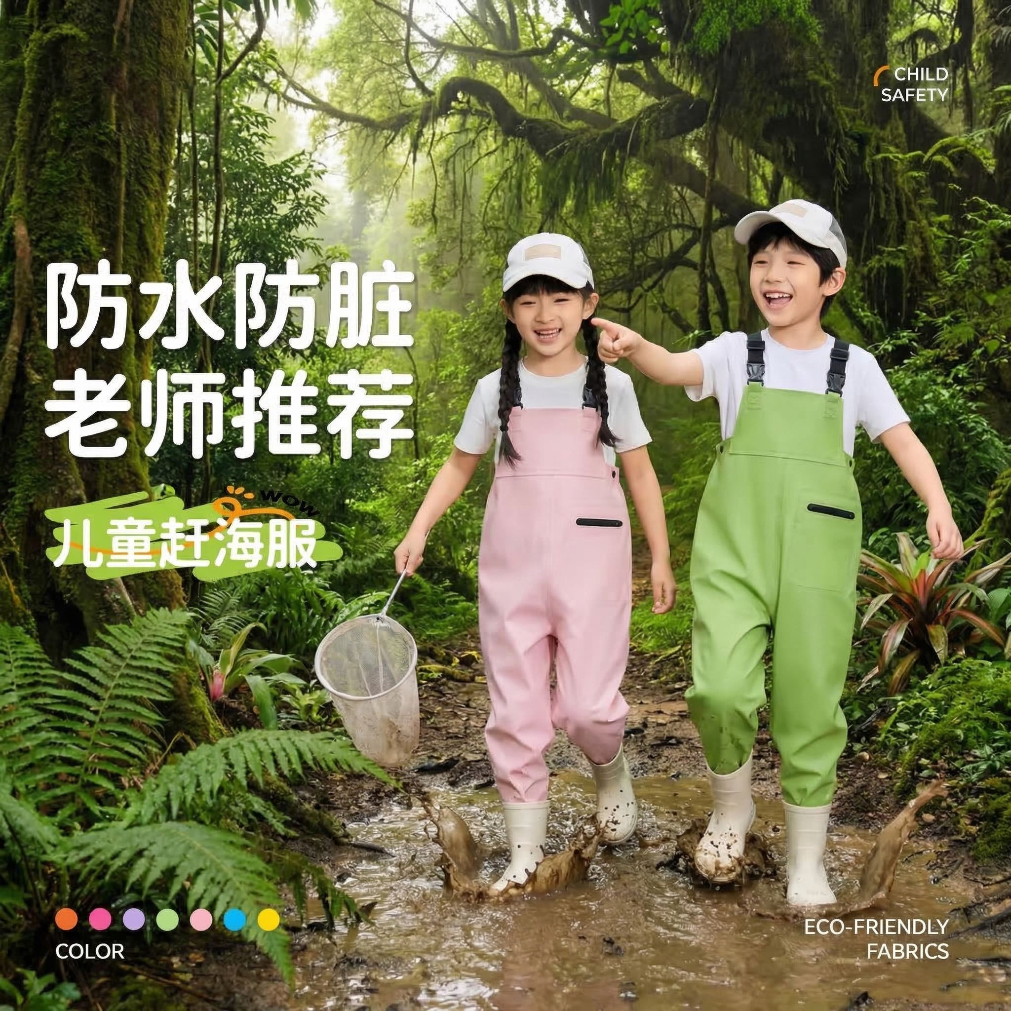 赶海连体裤儿童连体下水裤幼儿园沙水服赶海装备玩水连体衣涉水服