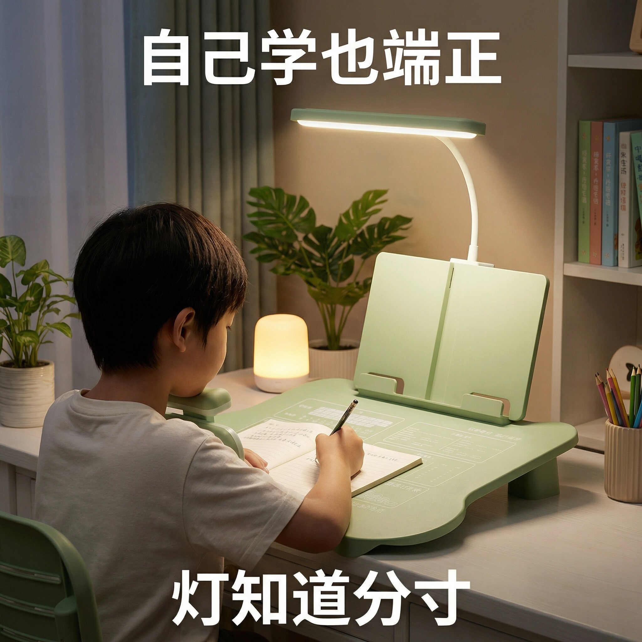 带灯坐姿矫正器小学生桌面款儿童正姿可托下巴写字姿势纠正支架防低头护眼视力保护器写作业学习桌书桌防驼背