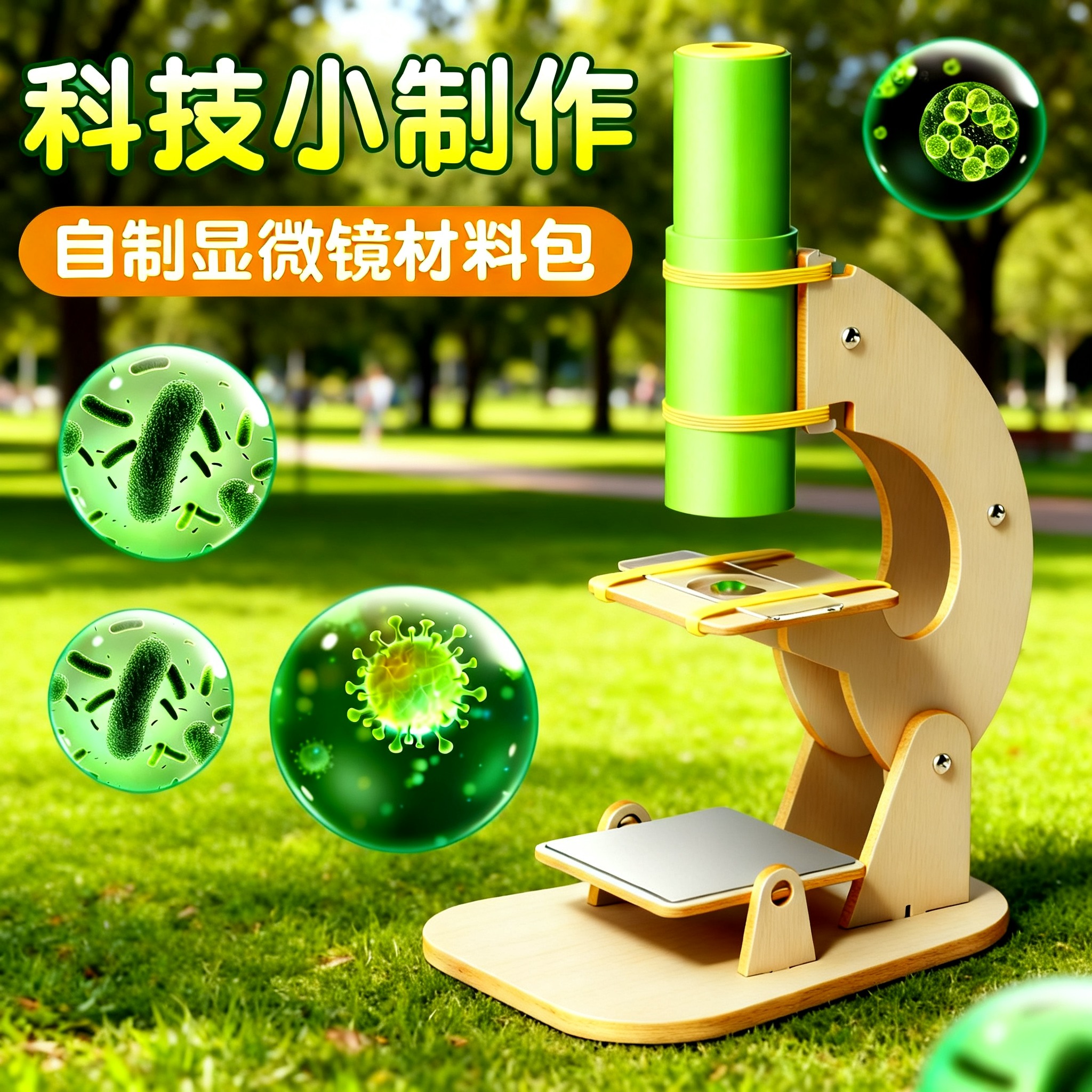 自制显微镜手工diy材料儿童玩具