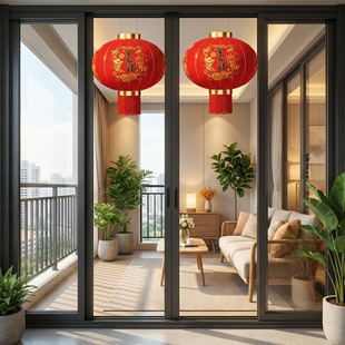 红灯笼新款2026年挂饰中国风大门口一对马年阳台玄关过年专用led