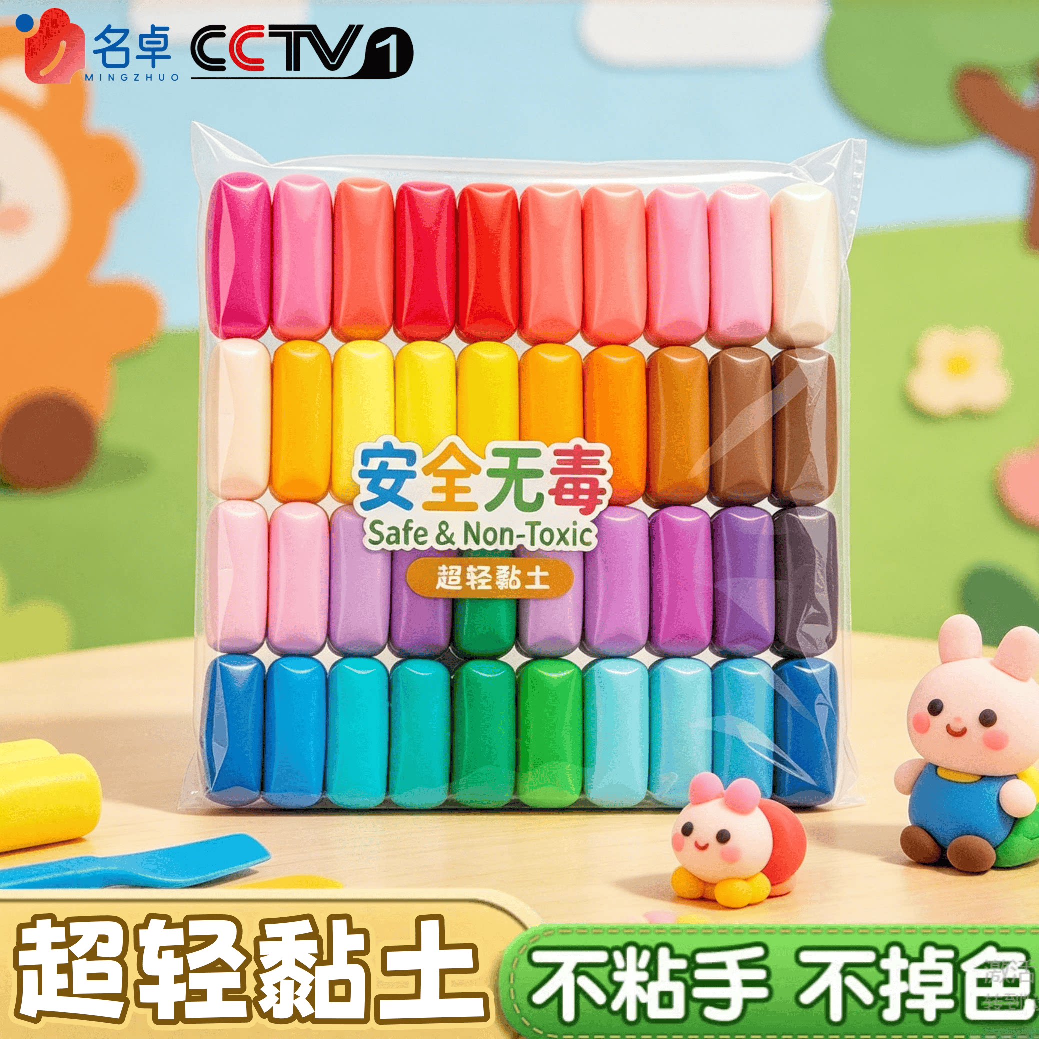 彩泥超轻粘土幼儿园橡皮泥36色图片