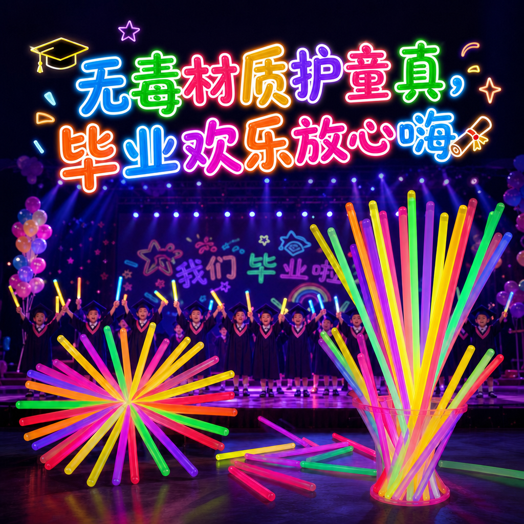 荧光棒粘衣服发光儿童无莹毒光彩色棒晚会炫彩光银光夜光批发手环