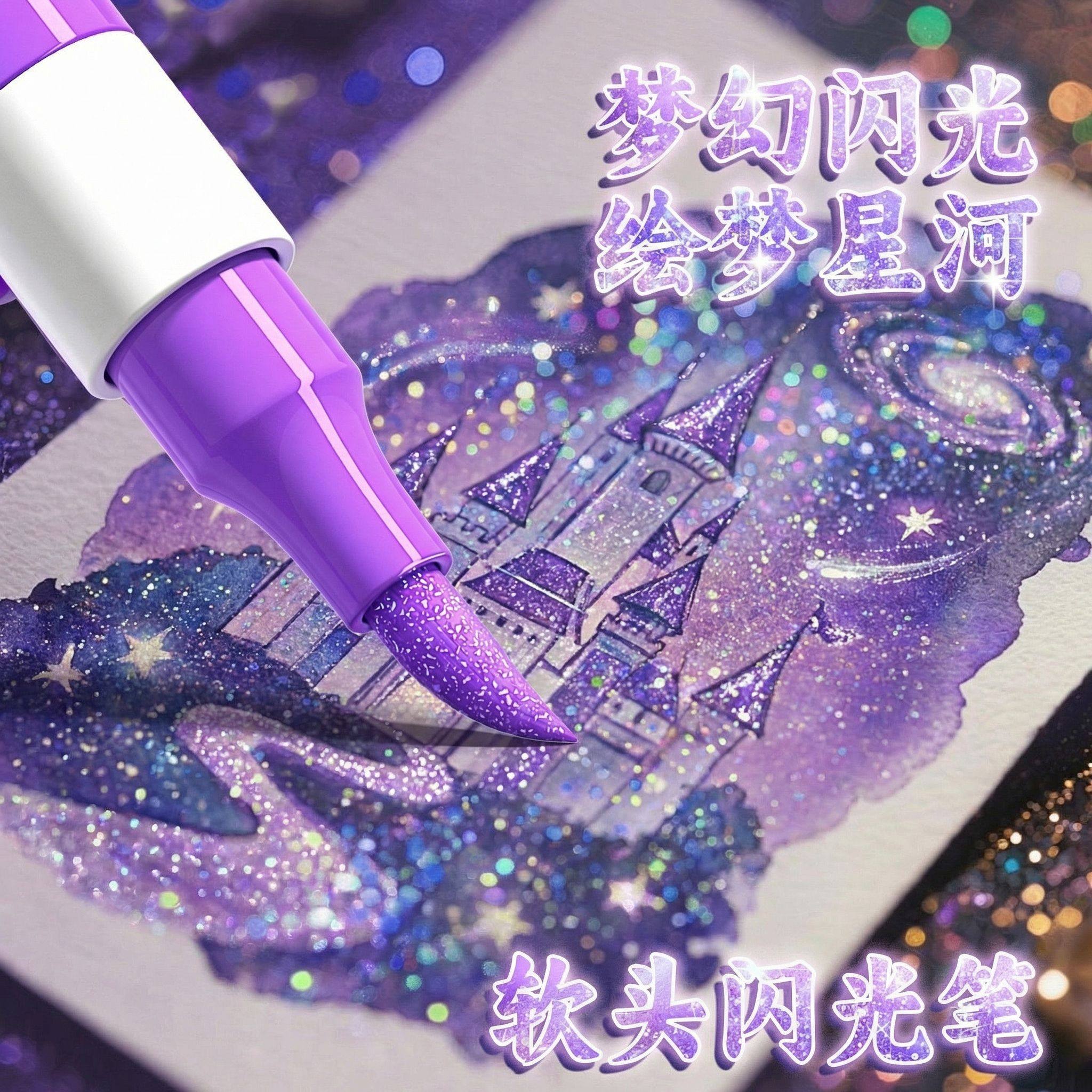 闪光软头丙烯马克笔小学生美术专用儿童无毒水彩笔水性60色画画笔幼儿园48色绘画荧光笔带闪粉手帐珠光彩色笔,文具电教/文化用品/商务用品,软头笔,淘宝优惠券,粉丝福利购,淘宝优惠卷