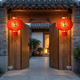 红灯笼新款2026年挂饰中国风大门口一对马年阳台玄关过年专用led