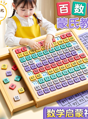 磁力百数板蒙氏教具数学思维启蒙数字积木幼儿童益智玩具数感训练