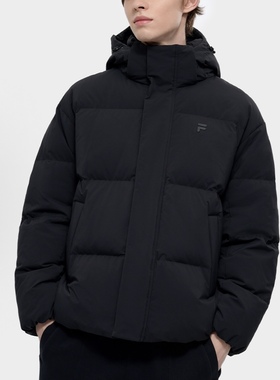 FILA斐乐FUSION男冬季宽松连帽加厚保暖外套羽绒服T11M445905FBK