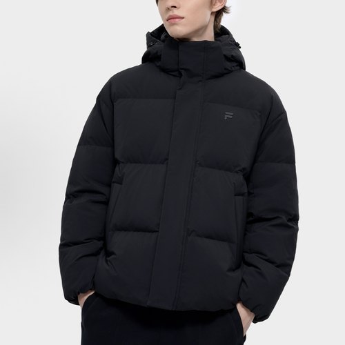 FILA斐乐FUSION男冬季宽松连帽加厚保暖外套羽绒服T11M445905FBK