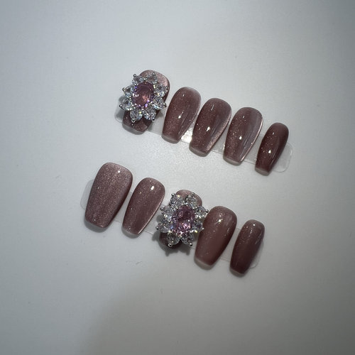 【极致粉】短梯爆闪锆石高级穿戴甲轻奢风指甲贴