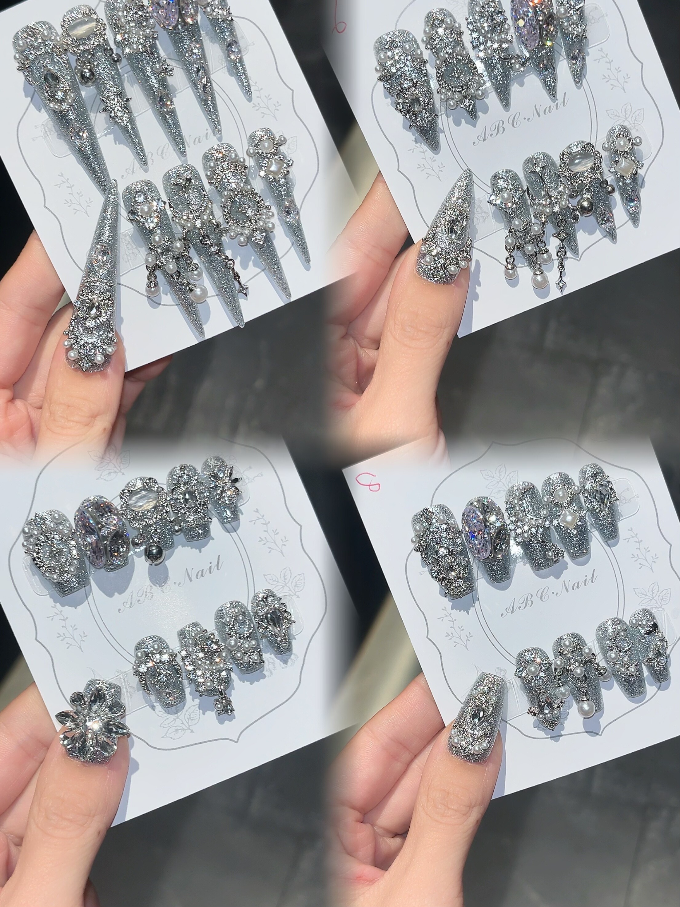 【月】升级版锆石钻球苗疆系列重工爆闪满钻重工穿戴甲高级美甲