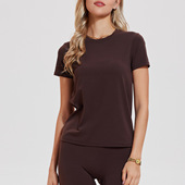 女短袖 速干健身跑步T恤弹力瑜伽服圆领跳操广场舞蹈网球运动上衣