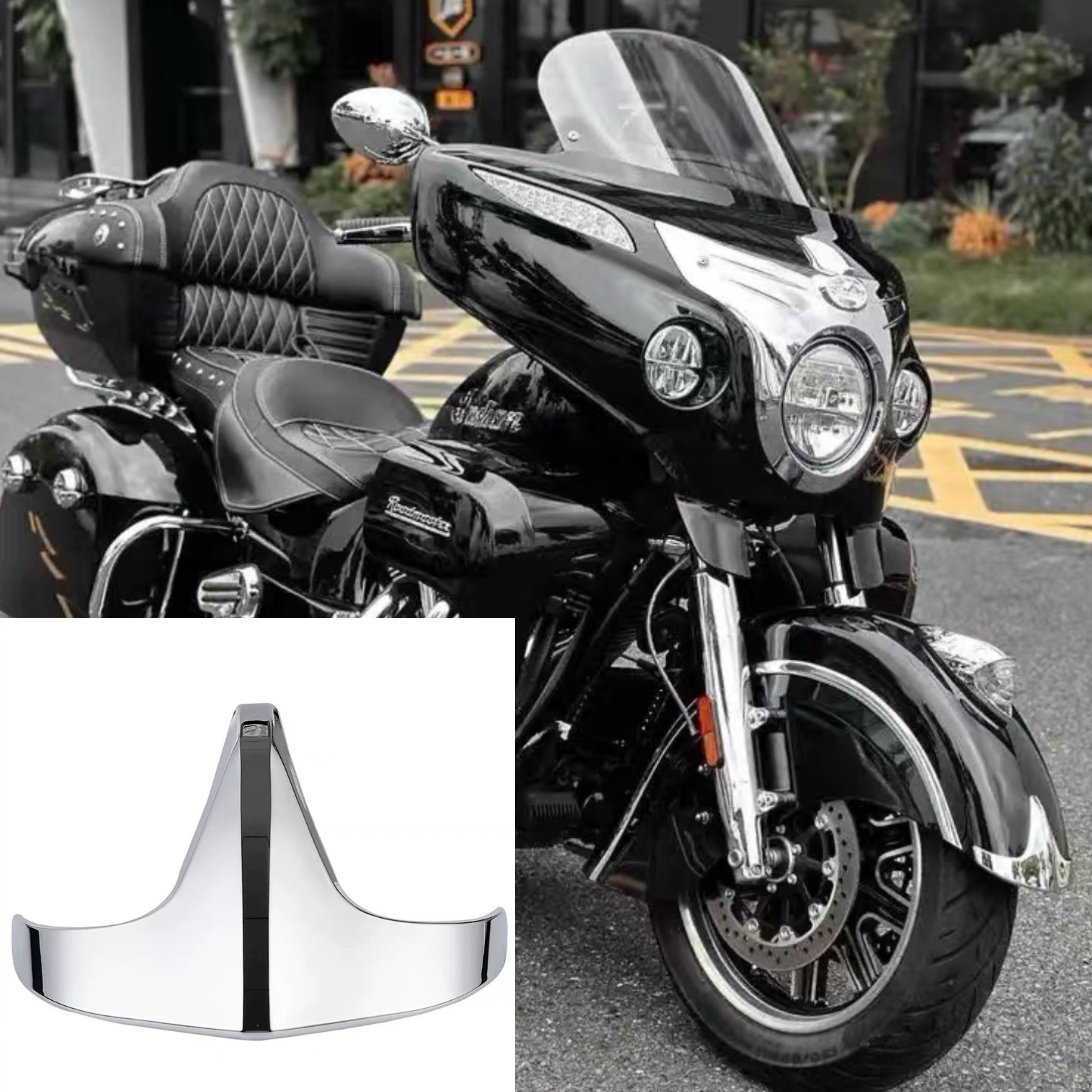 适用印第安黑马酋长公路大师 首领 改装前挡泥板装饰挡泥板电镀罩