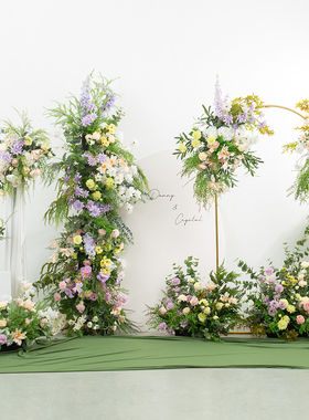 田园婚礼花艺布置舞台拍照迎宾背景仿真插花摆件装饰路引壁挂花排