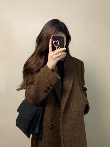 Пуховик, длинное удерживающее тепло шерстяное шерстяное пальто с пухом, изысканный стиль, средней длины