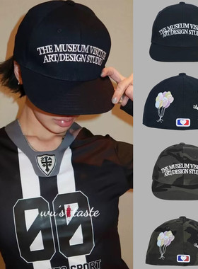 韩国themuseumvisitor字母兔子气球刺绣棒球帽女鸭舌帽迷彩帽子男