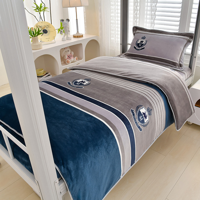 新款A类加厚牛奶绒床上三件套单人学生宿舍0.9床单珊瑚绒加绒被套