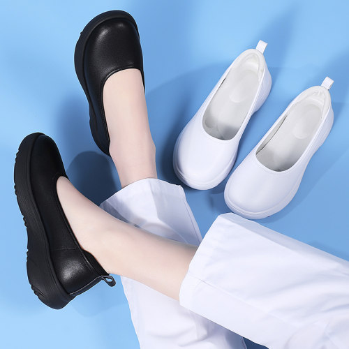 护士鞋女黑色真皮舒适软底
