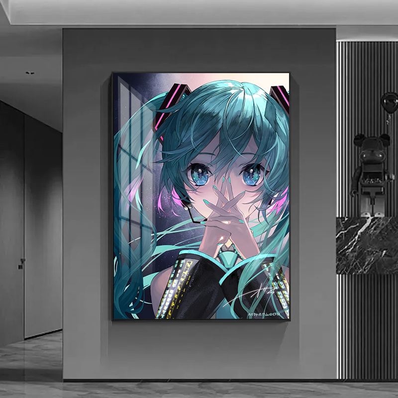 初音未来led灯装饰画二次元动漫房间发光挂画客厅沙发背景墙壁画