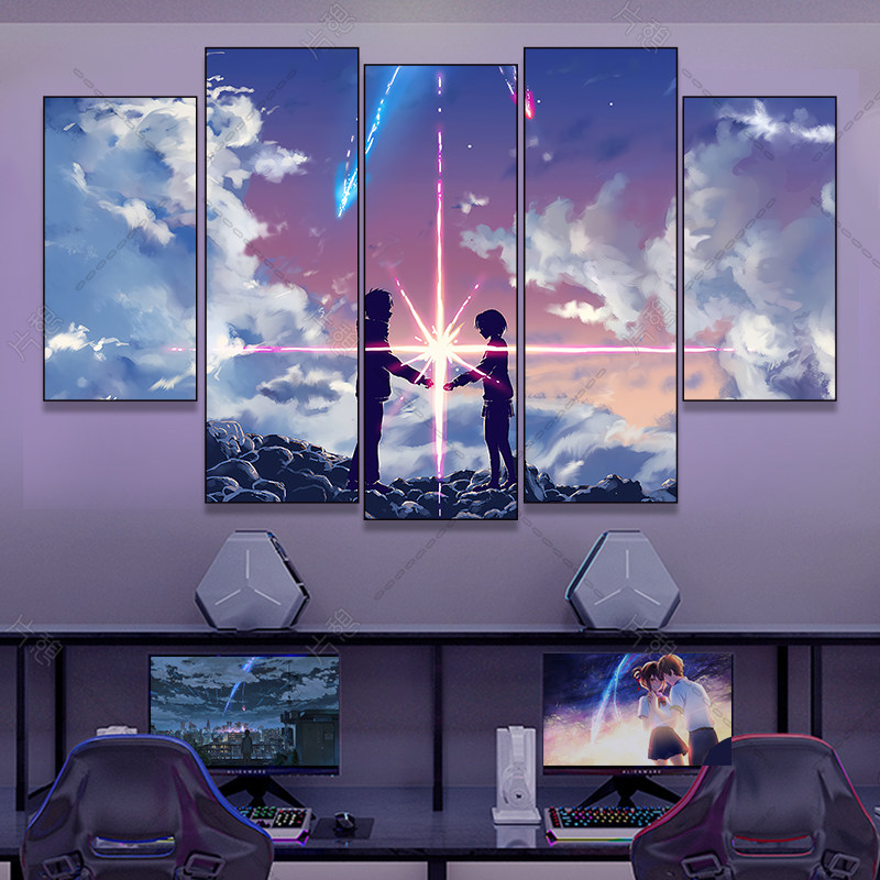 新海诚你的名字led灯发光装饰画二次元动漫网吧挂画卧室床头壁画