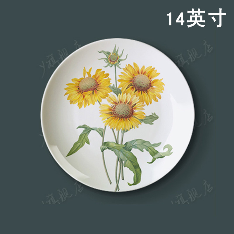 14 인치 REDUD 로즈 차트 거실 및 식당 벽 장식 그림 접시 배경 벽 통로 장식 펜던트