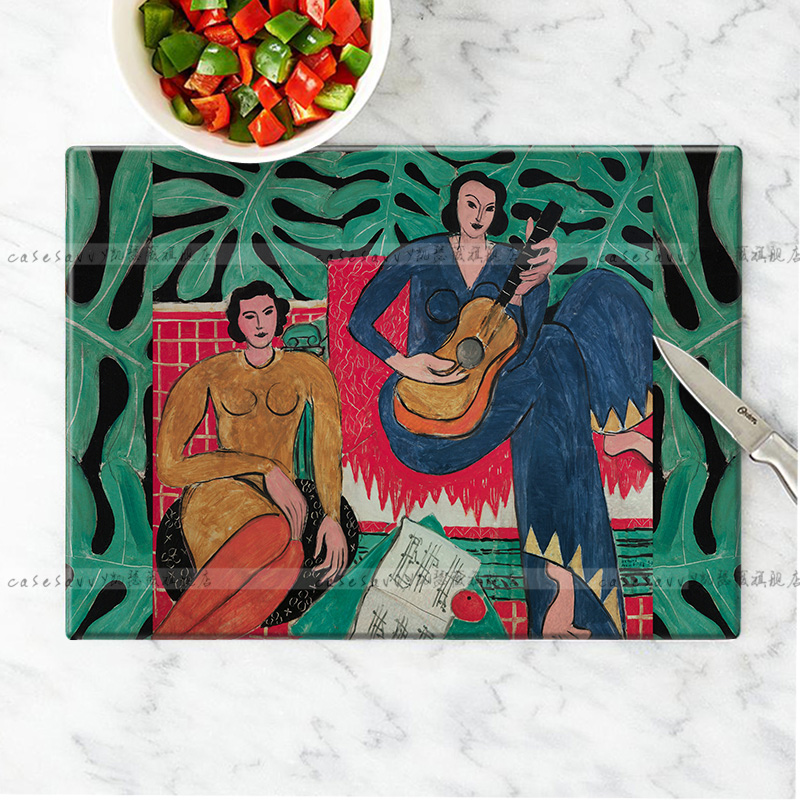 马蒂斯油画钢化玻璃菜板宝宝辅食砧板切水果案板面板隔热垫易清洗