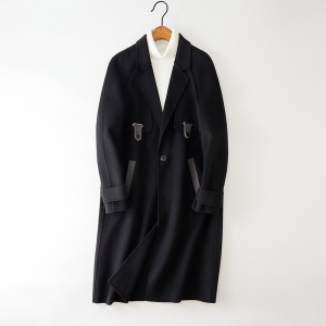 西装领双面毛呢中长款男士大衣韩版休闲拼色羊毛外套F1818*P385图片