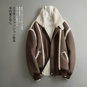 2023皮毛一体机车服外套韩版仿麂皮绒男士夹克F521*P245控399图片