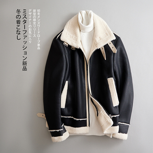 2025新款皮毛一体机车服外套休闲短款翻领男士夹克F523*P265控399图片