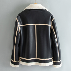 皮毛一体短款皮衣机车服加厚颗粒绒男士夹克棉服F518*P265控399图片