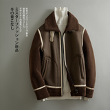 2025新款皮毛一体机车服外套休闲短款翻领男士夹克F525*P265控399，男装夹克，电商D221(原钱塘6000)