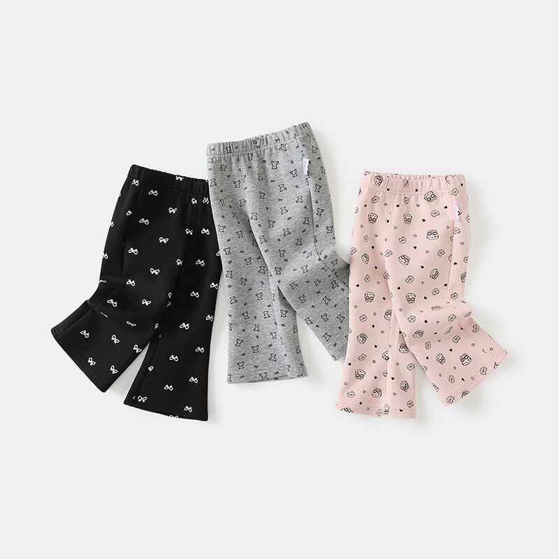 英国DHWA女童裤子春装新款宝宝打底裤小童休闲长裤儿童喇叭裤春秋