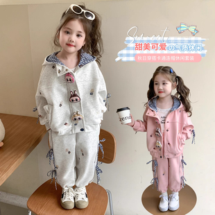 英国 DHWA联名春秋季宝宝小女孩时髦衣服洋气儿童春秋天运动套装