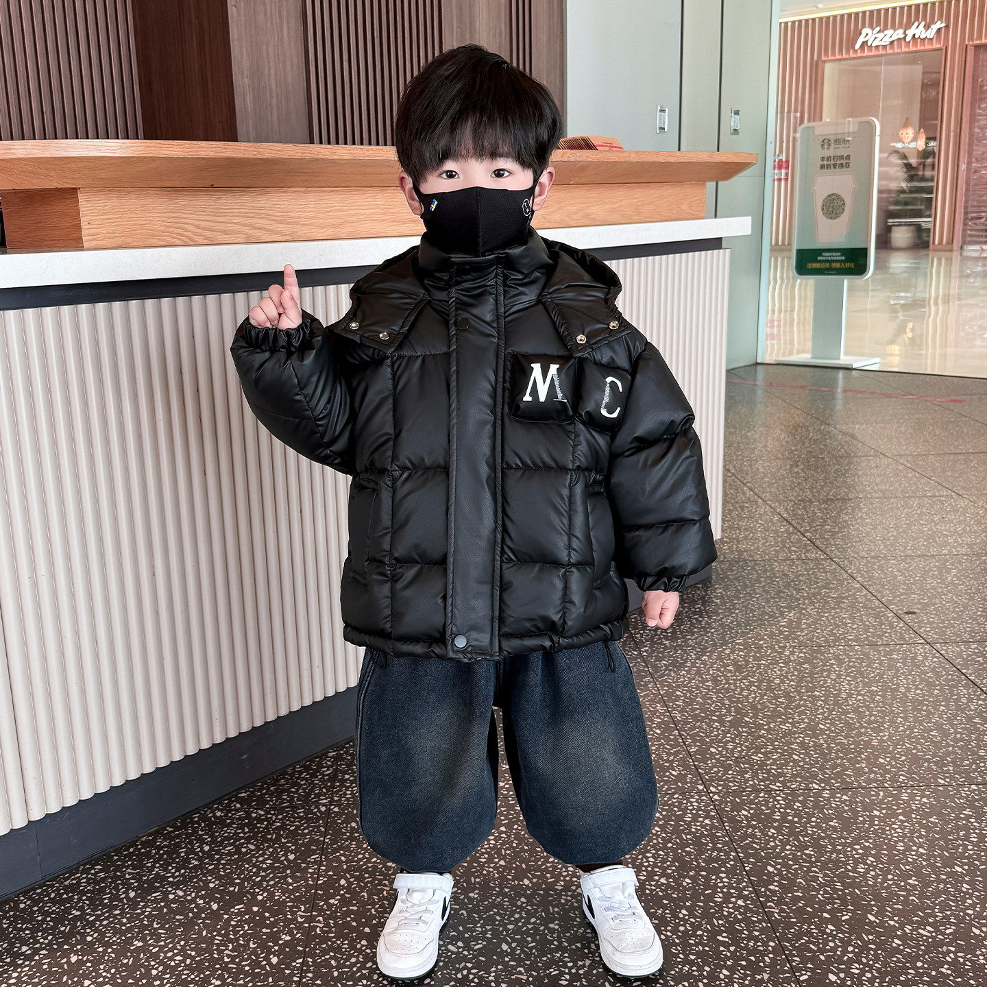 英国DHWA儿童冬装羽绒棉服韩版冬季潮宝宝加厚面包服男童加绒棉袄