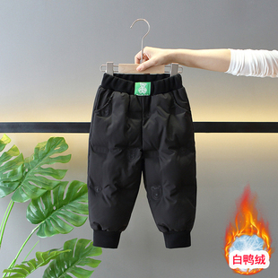 英国DHWA儿童羽绒裤白鸭绒男童棉裤女童冬装三层加厚一条过冬外穿
